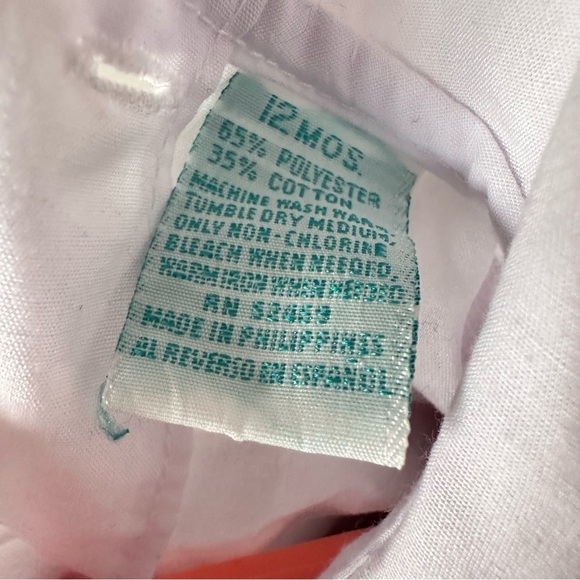 Vintage Small Steps 12 Months Girl Pink Corduroy Bow Dress Top 80s 90s - Picture 7 of 7